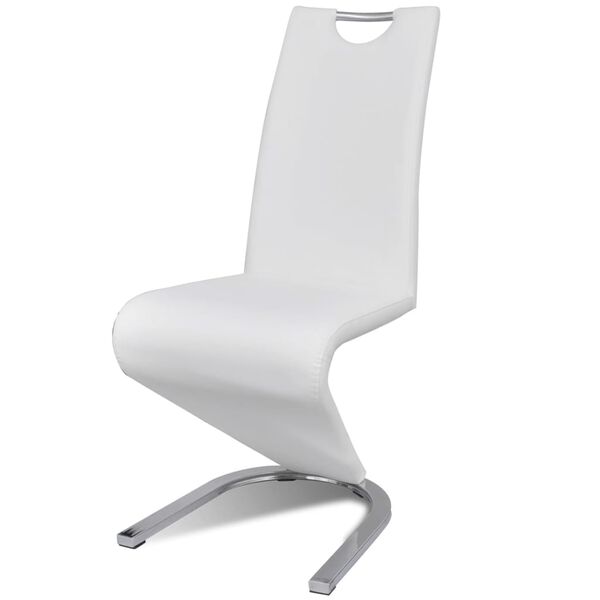 vidaXL Esszimmerst&uuml;hle 2 Stk. Wei&szlig; Kunstleder
