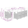 vidaXL 9-tlg. Garten-Essgruppe mit Kissen Beige Poly Rattan