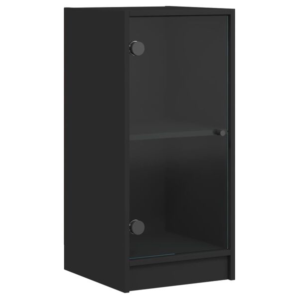 vidaXL Beistellschrank mit Glast&uuml;ren Schwarz 35x37x75,5 cm