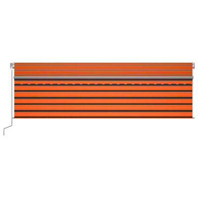 vidaXL Markise Manuell Einziehbar mit Rollo & LED 5x3 m Orange & Braun