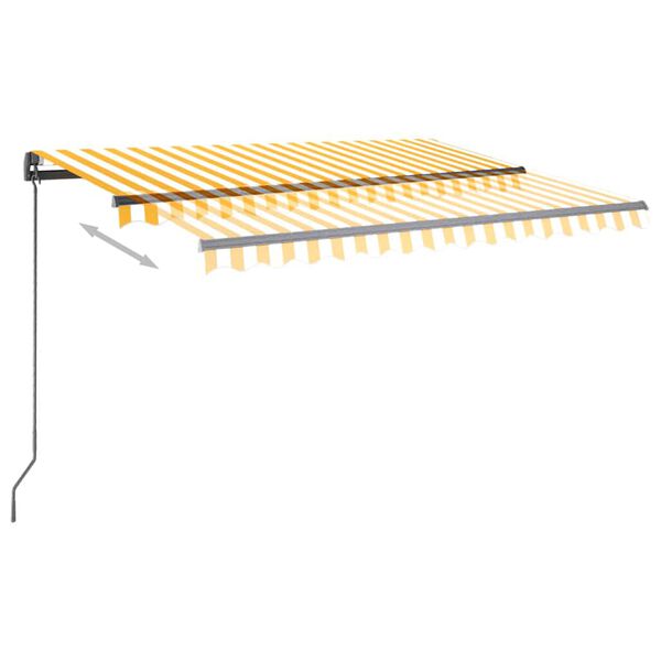 vidaXL Markise Manuell Einziehbar mit LED 3,5x2,5 m Gelb und Wei&szlig;