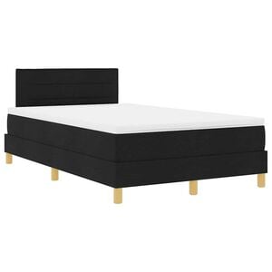 vidaXL LED Boxspringbett mit Kopfteil Schwarz 120 x 200 cm Stoff