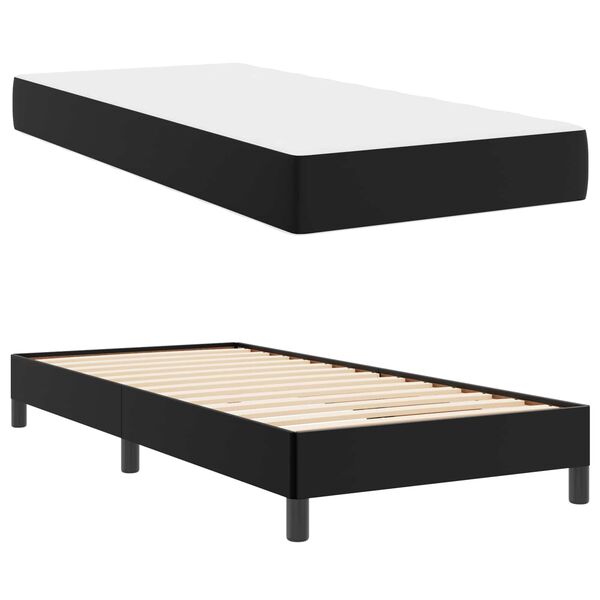 vidaXL Bettrahmen mit Matratze Schwarz 90 x 200 cm Stoff