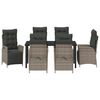 vidaXL Garten Essgruppe mit Kissen 7 pcs Grau Poly-Rattan