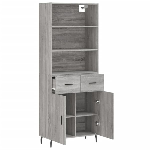 vidaXL Highboard Grau Sonoma 69,5x34x180 cm Holzwerkstoff