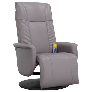 vidaXL Massagesessel mit Fu&szlig;teil Grau Kunstleder