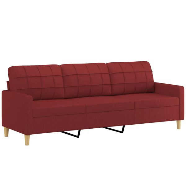 vidaXL 3-Sitzer-Sofa Weinrot 210 cm Stoff