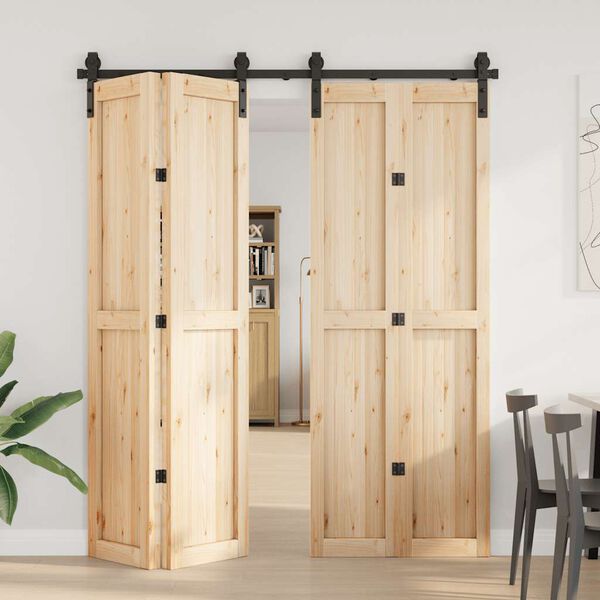 vidaXL Schiebet&uuml;rbeschlag-Set 183 cm Stahl Schwarz