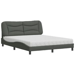 vidaXL Bett mit Matratze "Hvar" Dunkelgrau 160x200 cm Stoff