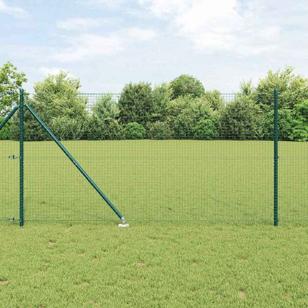 vidaXL Zaunpfosten Gr&uuml;n 50 x 1,4 m (25 x 25 mm Netz) Stahl und PVC