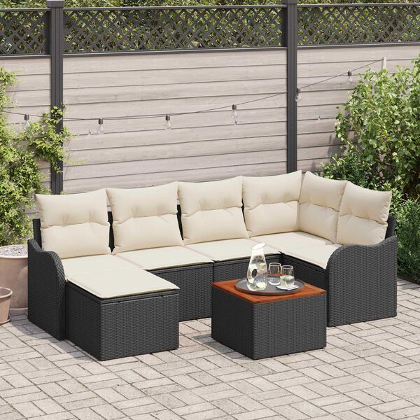 vidaXL Garten-Sofa-Set 7 pcs Schwarz und Wei&szlig;