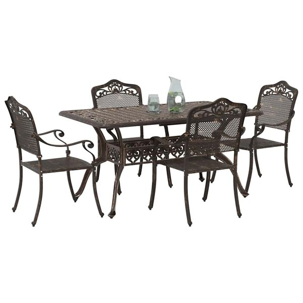 vidaXL Garten Essgruppe 5 pcs Bronze Aluminium