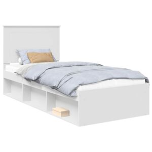 vidaXL Bettrahmen mit Kopfteil Wei&szlig; 75 x 190 cm Massives Kiefernholz