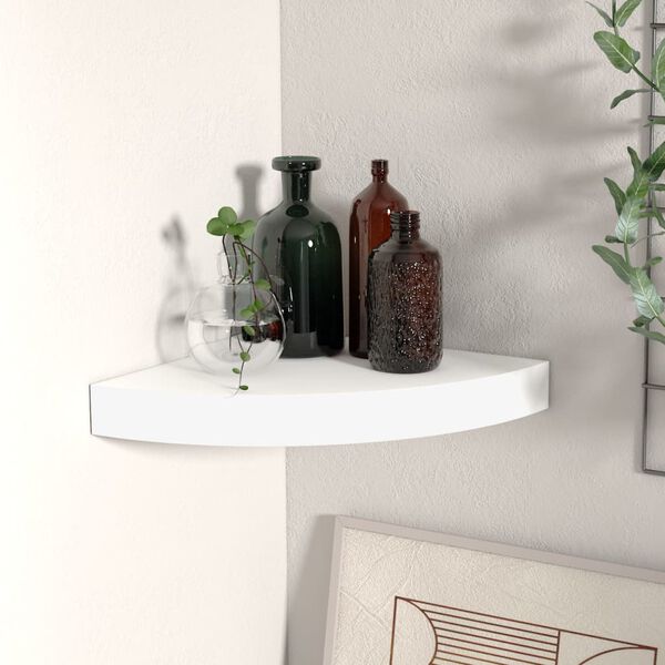vidaXL Eck-Schweberegal Wei&szlig; 25x25x3,8 cm MDF