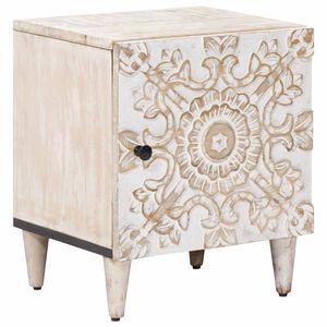 vidaXL Nachttisch Wei&szlig; 40 x 33,5 x 46 cm Massivholz Mango