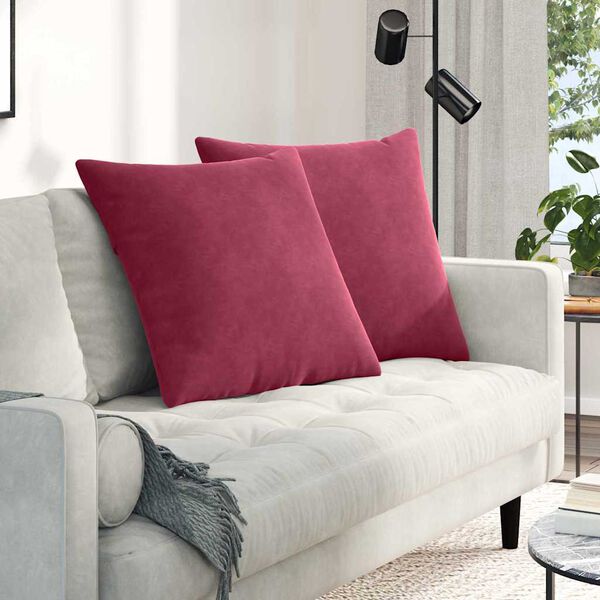 vidaXL Sofakissen 2 St&uuml;ck Weinrot 60 x 60 cm Cordstoff