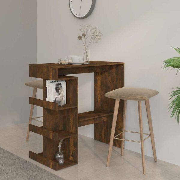 vidaXL Bartisch mit Regal R&auml;uchereiche 100x50x101,5 cm Holzwerkstoff