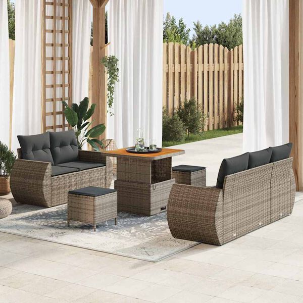 vidaXL Gartensofa-set 8 pcs Grau Poly-Rattan