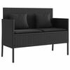 vidaXL Gartenbank mit Kissen Schwarz Poly Rattan