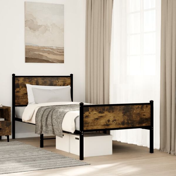 vidaXL Metallbett ohne Matratze R&auml;uchereiche 75x190 cm