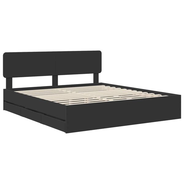 vidaXL Bettrahmen mit Schubladen Schwarz 200 x 200 cm Ingenieurs Holz