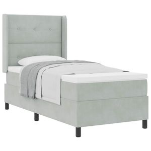 vidaXL Boxspringbett mit Kopfteil Hellgrau 80 x 200 cm Samt