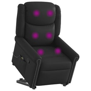 vidaXL Stehsessel Massage Gl&auml;nzendes Schwarzes Kunstleder