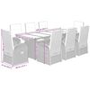 vidaXL 9-tlg. Garten-Essgruppe mit Kissen Grau Poly Rattan