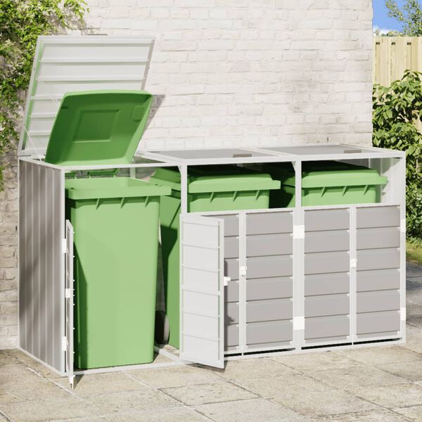vidaXL M&uuml;lltonnenbox f&uuml;r 3 Tonnen Grau 216x81x115 cm Stahl