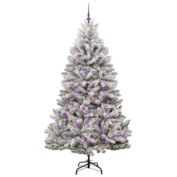 vidaXL K&uuml;nstlicher Weihnachtsbaum Gr&uuml;n und Wei&szlig; 210 cm PVC und Metall