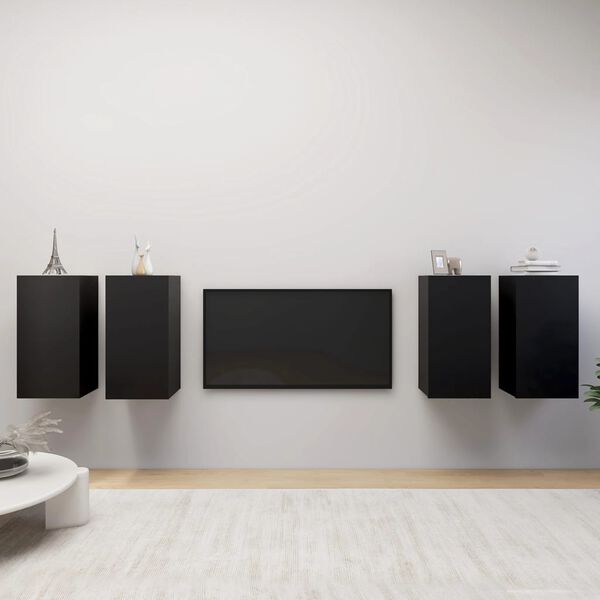 vidaXL TV-Schr&auml;nke 4 Stk. Schwarz 30,5x30x60 cm Holzwerkstoff