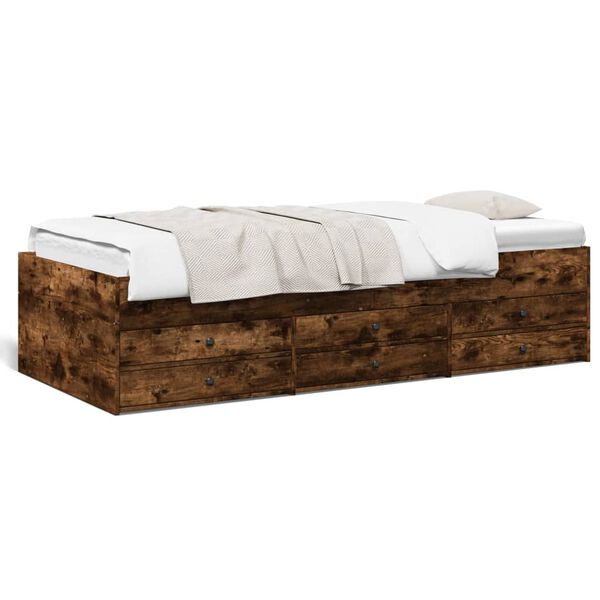 vidaXL Tagesbett mit Schubladen ohne Matratze R&auml;uchereiche 100x200 cm