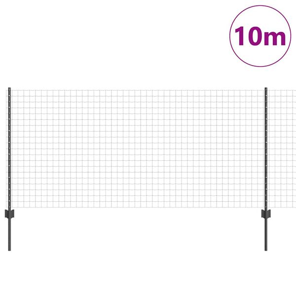vidaXL Zaun mit Pfosten Grau 1 x 10 m Stahl und PVC