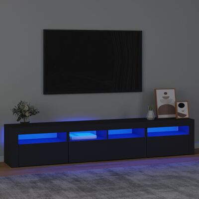 vidaXL TV-Schrank mit LED-Leuchten Schwarz 210x35x40 cm