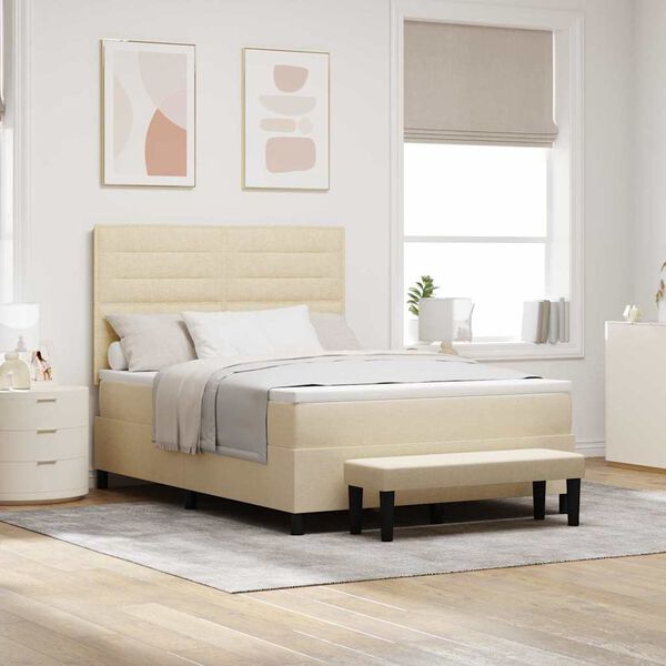 vidaXL Boxspringbett mit Matratze Creme 140 x 200 cm Stoff