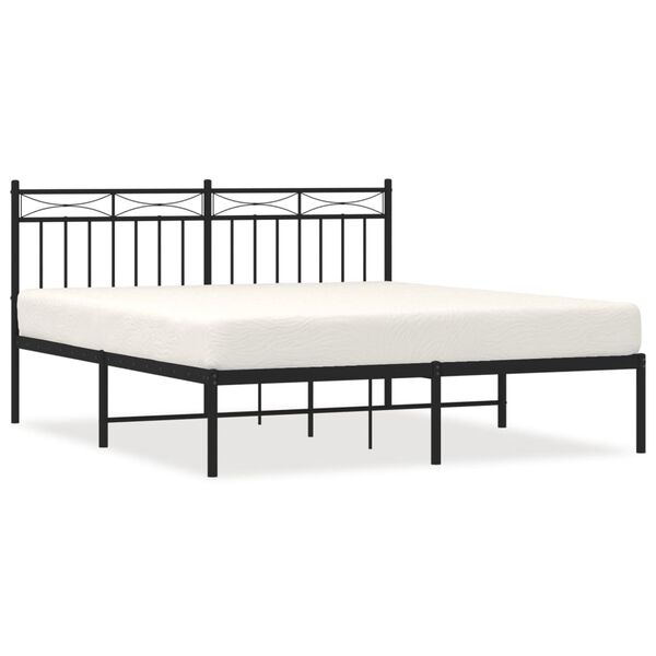 vidaXL Bettgestell mit Kopfteil Metall Schwarz 160x200 cm
