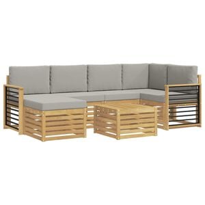 vidaXL Outdoor-Sofagarnitur 7 stk. Wei&szlig; und Hellgrau Polyester