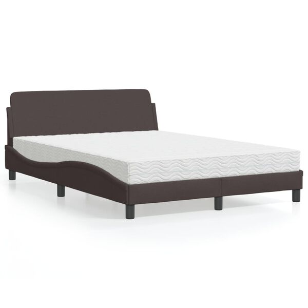 vidaXL Bett mit Matratze "Dover" Dunkelbraun 140x190 cm Stoff