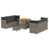 vidaXL Gartensofa-set mit Kissen 9 pcs Grau Poly-Rattan