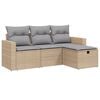 vidaXL 4-tlg. Garten-Sofagarnitur mit Kissen Beigemischung Poly Rattan