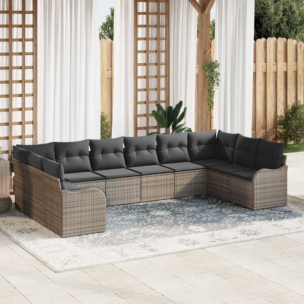 vidaXL Gartensofa-set Grau Poly-Rattan