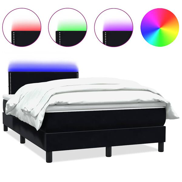 vidaXL Boxspringbett mit Matratze & LED Schwarz 120x210 cm Samt