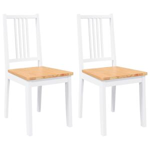 vidaXL Esszimmerst&uuml;hle 2 Stk. Wei&szlig; Massivholz Gummibaum