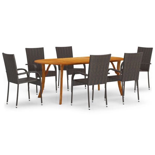 vidaXL 7-tlg. Garten-Essgruppe Braun