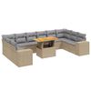 vidaXL 11-tlg. Garten-Sofagarnitur mit Kissen Beige Poly Rattan