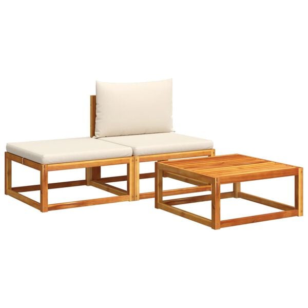 vidaXL 3-tlg. Gartensofa-Set mit Kissen Holz Akazie & Rattan