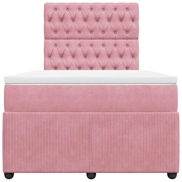 vidaXL Boxspringbett mit Matratze Rosa 120x190 cm Samt