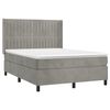 vidaXL Boxspringbett mit Matratze & LED Hellgrau 140x190 cm Samt