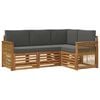 vidaXL Outdoor-Sofagarnitur 4 stk. Natur und Anthrazit Polyester