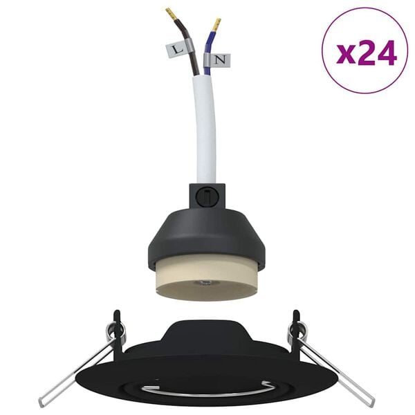 vidaXL Spotlight 24 pcs Schwarz 9 x 9 x 2,5 cm Metall